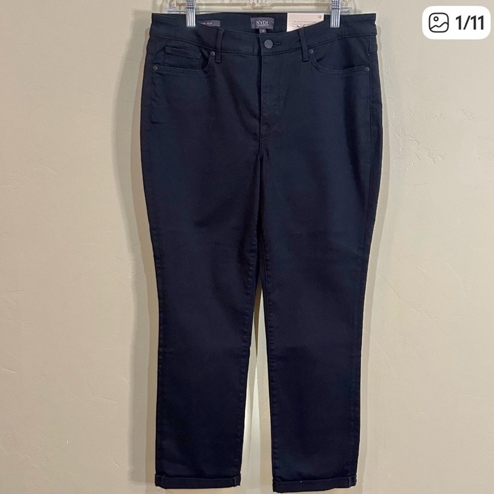 NWT NYDJ Sheri Slim Black Jeans Sz 12